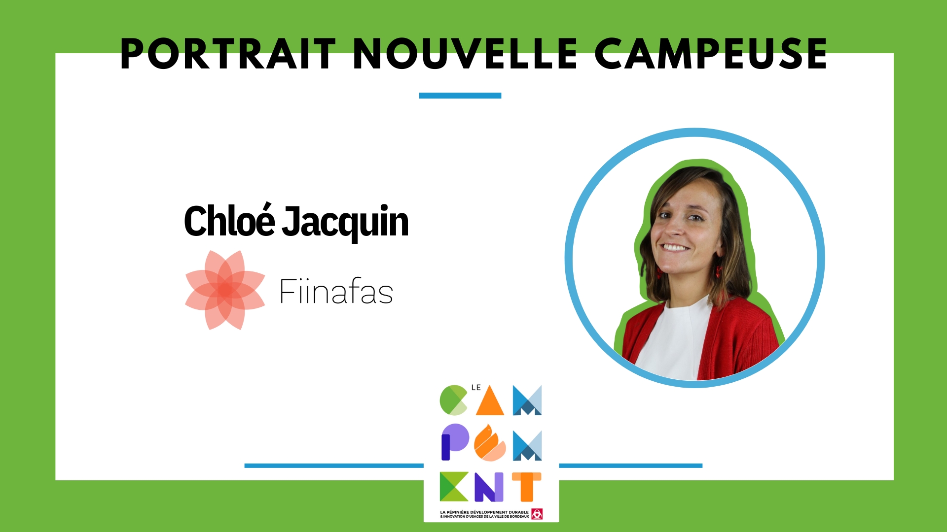 Portrait nouvelle Campeuse - Chloé Jacquin fondatrice de Fiinafas